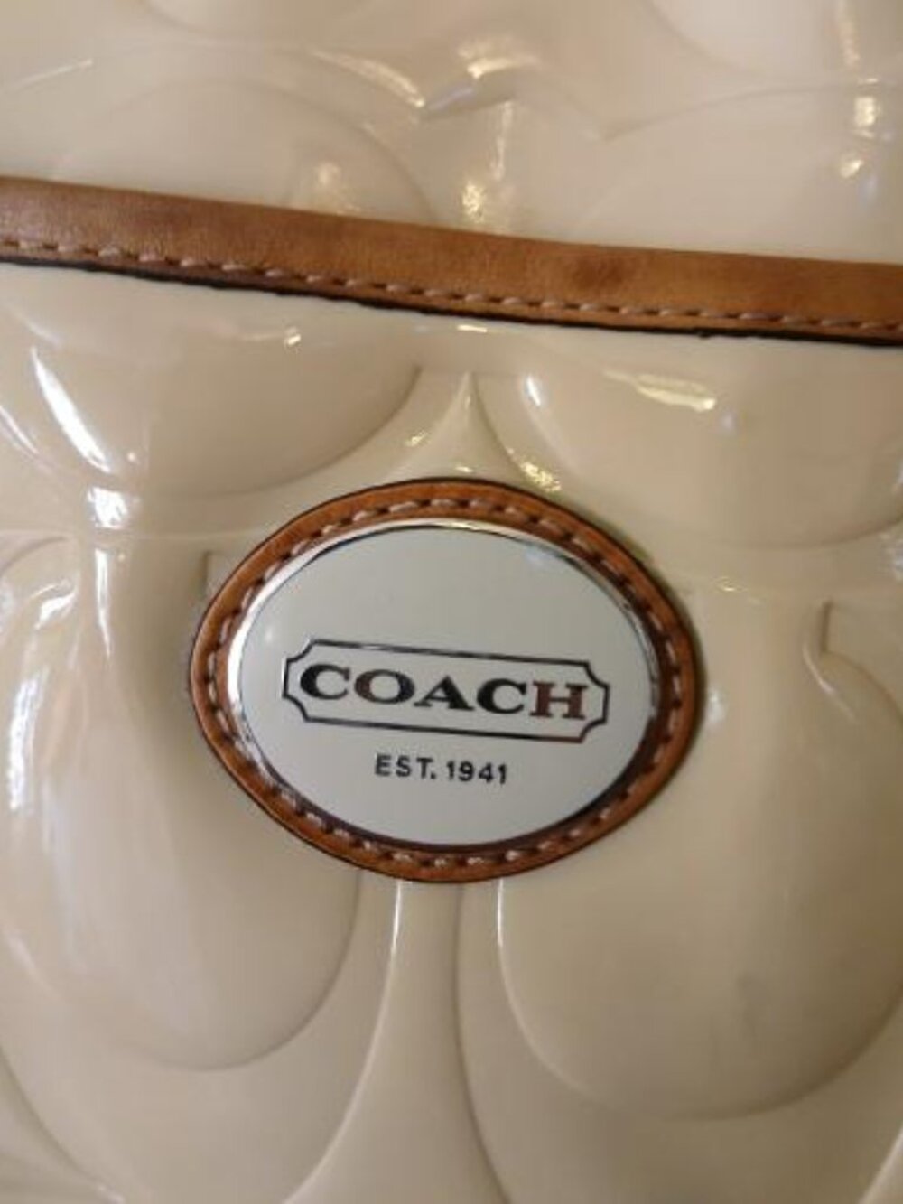 COACH cream colored patent leather crossbody bag vintage